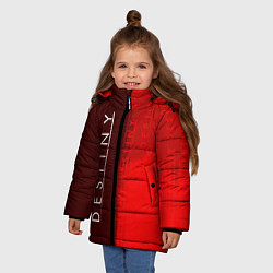 Куртка зимняя для девочки ДЕСТИНИ 2 в красных тонах и паттерном на фоне, цвет: 3D-черный — фото 2