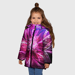 Куртка зимняя для девочки Неоновый Цветок Neon Flower, цвет: 3D-красный — фото 2