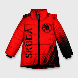 Куртка зимняя для девочки SKODA Skoda Абстракция, цвет: 3D-черный