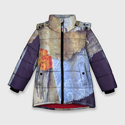 Куртка зимняя для девочки Разноцветные лоскуты ткани тряпка Rags hanging on, цвет: 3D-красный