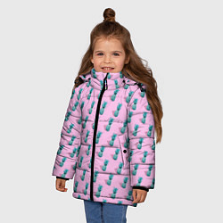 Куртка зимняя для девочки Неоновые ананасы, цвет: 3D-светло-серый — фото 2