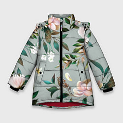 Куртка зимняя для девочки Цветы Цветочный Букет, цвет: 3D-красный