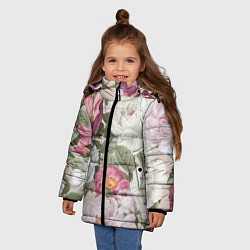 Куртка зимняя для девочки Цветы Розовый Сад Пион и Роз, цвет: 3D-светло-серый — фото 2