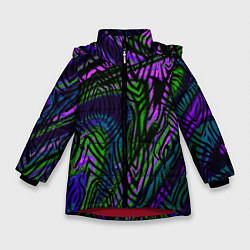 Куртка зимняя для девочки Абстрактный современный тигровый узор, цвет: 3D-красный