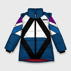 Куртка зимняя для девочки Геометрический молодежный узор с надписью Спорт, цвет: 3D-красный
