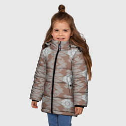 Куртка зимняя для девочки Геометрическая графика Узор коричневого и серого ц, цвет: 3D-светло-серый — фото 2