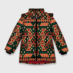 Куртка зимняя для девочки Узор геометрия треугольная, цвет: 3D-красный