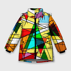 Куртка зимняя для девочки ЦВЕТНОЙ ВИТРАЖ, цвет: 3D-светло-серый