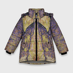 Куртка зимняя для девочки Абстрактный цветой графический узор abstract color, цвет: 3D-светло-серый