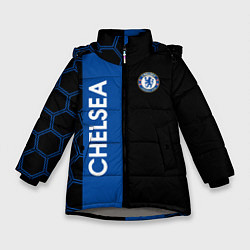 Куртка зимняя для девочки Челси футбольный клуб, цвет: 3D-светло-серый