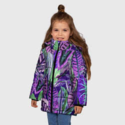 Куртка зимняя для девочки Цветы Яркие Тропики, цвет: 3D-светло-серый — фото 2