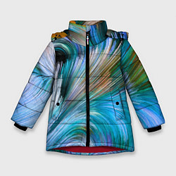 Куртка зимняя для девочки Абстрактная красочная композиция Полосы Abstract c, цвет: 3D-красный