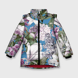 Зимняя куртка для девочки Цветы Белые Лилии В Саду Летом
