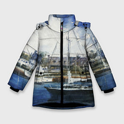 Куртка зимняя для девочки Во французской гавани, цвет: 3D-черный