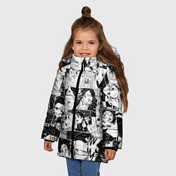 Куртка зимняя для девочки Клинок рассекающий демонов паттерн, цвет: 3D-черный — фото 2
