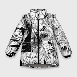 Куртка зимняя для девочки Доктор Стоун паттерн, цвет: 3D-светло-серый