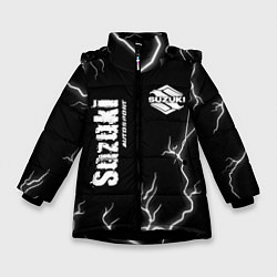 Куртка зимняя для девочки SUZUKI Suzuki Autosport Молнии, цвет: 3D-черный