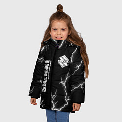 Куртка зимняя для девочки SUZUKI Suzuki Autosport Молнии, цвет: 3D-черный — фото 2