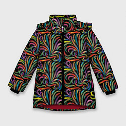 Зимняя куртка для девочки Разноцветные яркие узоры