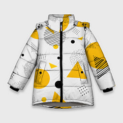 Куртка зимняя для девочки GEOMETRIC INTERWEAVING OF SHAPES, цвет: 3D-светло-серый