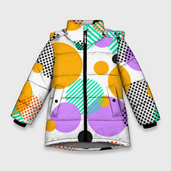 Куртка зимняя для девочки GEOMETRIC INTERSECTING CIRCLES, цвет: 3D-светло-серый