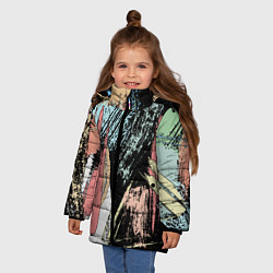 Куртка зимняя для девочки Абстрактные мазки цветной краской abstraction, цвет: 3D-красный — фото 2