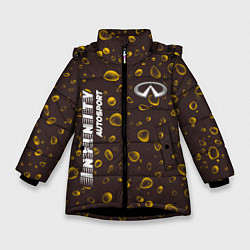 Куртка зимняя для девочки ИНФИНИТИ Infinity Autosport Капли, цвет: 3D-черный