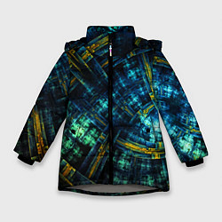 Зимняя куртка для девочки Абстрактная неоновая футуристическая композиция Ab