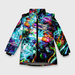Куртка зимняя для девочки Красочный космос, цвет: 3D-светло-серый