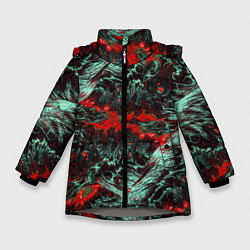 Зимняя куртка для девочки Красно-Белая Вулканическая Лава