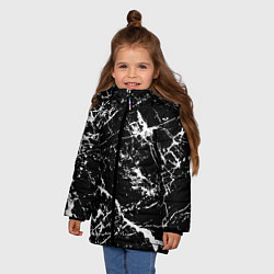 Куртка зимняя для девочки Текстура чёрного мрамора Texture of black marble, цвет: 3D-светло-серый — фото 2