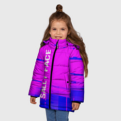 Куртка зимняя для девочки Sally Face Glitch Text Effect, цвет: 3D-черный — фото 2
