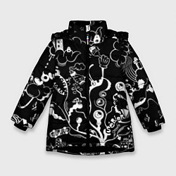 Куртка зимняя для девочки Музыкальное древо, цвет: 3D-черный