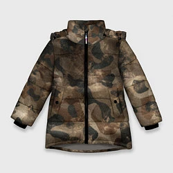 Куртка зимняя для девочки Камуфляж с потёртостями - Буря в пустыне, цвет: 3D-светло-серый