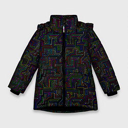 Куртка зимняя для девочки Схема Circuit, цвет: 3D-черный