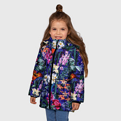Куртка зимняя для девочки Цветы Вечерние Пионы и Тигриди, цвет: 3D-светло-серый — фото 2