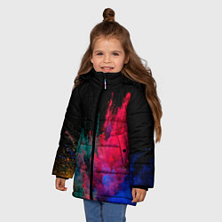 Куртка зимняя для девочки Брызги сухих красок, цвет: 3D-черный — фото 2