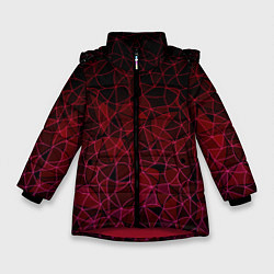 Куртка зимняя для девочки Темно-красный абстрактный узор, цвет: 3D-красный