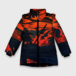 Куртка зимняя для девочки Дракон и рыцарь, цвет: 3D-черный