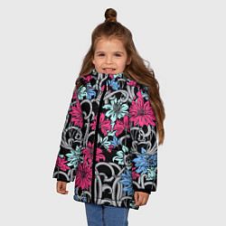 Куртка зимняя для девочки Цветочный летний паттерн Fashion trend, цвет: 3D-светло-серый — фото 2