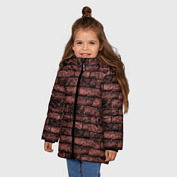 Куртка зимняя для девочки Стена из кирпича терракотового цвета Лофт, цвет: 3D-светло-серый — фото 2