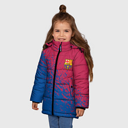 Куртка зимняя для девочки Barcelona маленькое лого, цвет: 3D-черный — фото 2