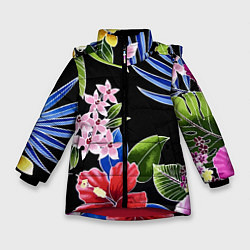 Зимняя куртка для девочки Floral vanguard composition Летняя ночь Fashion tr