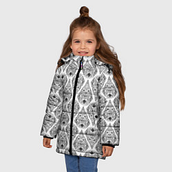 Куртка зимняя для девочки Черно-белый геометрический узор Арт деко, цвет: 3D-черный — фото 2