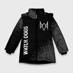 Куртка зимняя для девочки Watch Dogs Glitch на темном фоне, цвет: 3D-черный