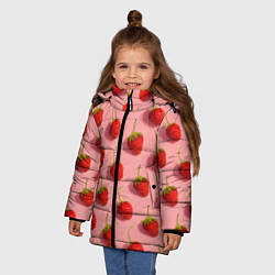 Куртка зимняя для девочки Strawberry Pattern, цвет: 3D-черный — фото 2