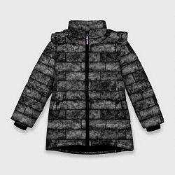 Куртка зимняя для девочки Стена из черного кирпича Лофт, цвет: 3D-черный