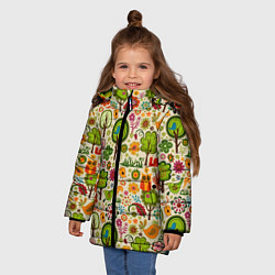Куртка зимняя для девочки COLORED FOREST ANIMALS, цвет: 3D-светло-серый — фото 2