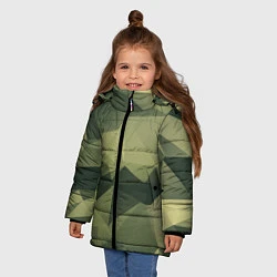 Куртка зимняя для девочки 3д полигоны - камуфляж, цвет: 3D-черный — фото 2