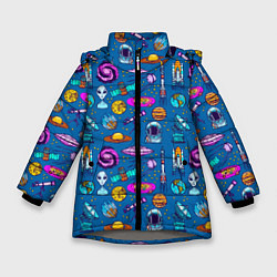 Куртка зимняя для девочки GALACTIC SPACE, цвет: 3D-светло-серый